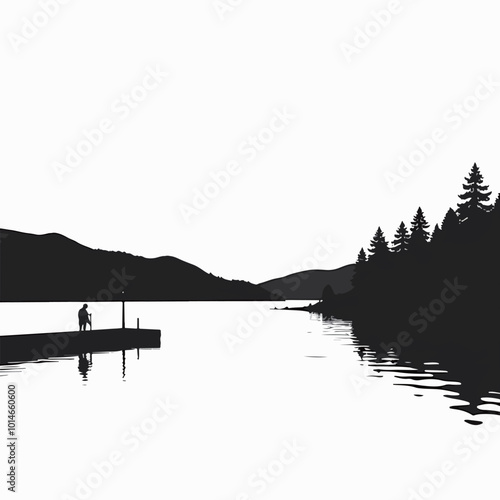 Lakeside Reflection Silhouette
