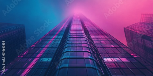 Wallpaper Mural Futuristic Skyscraper with Neon Lights in a Modern Cityscape at Dusk Torontodigital.ca