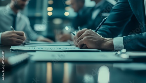 Close-up of a Man's Hand Signing a Document at a Business Meeting