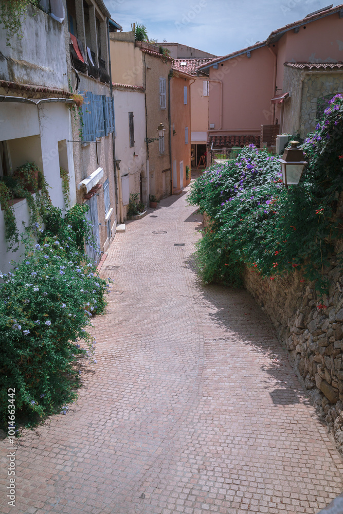 Fototapeta premium A street of the small french town in the southern Provence called Le Castellet.