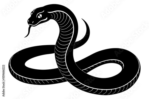 Silhouette of a Massive Anaconda Snake Vector Illustration