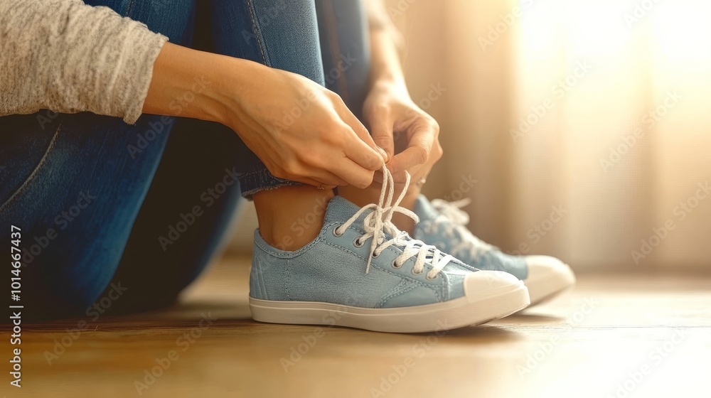 Fototapeta premium Stylish Denim Sneakers A Perfect Blend of Comfort and Fashion for Everyday Wear