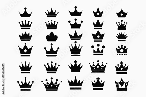 Big Set of Vector Crowns Icon for Logos, Emblems, Badges, Stickers King & Queen Crowns