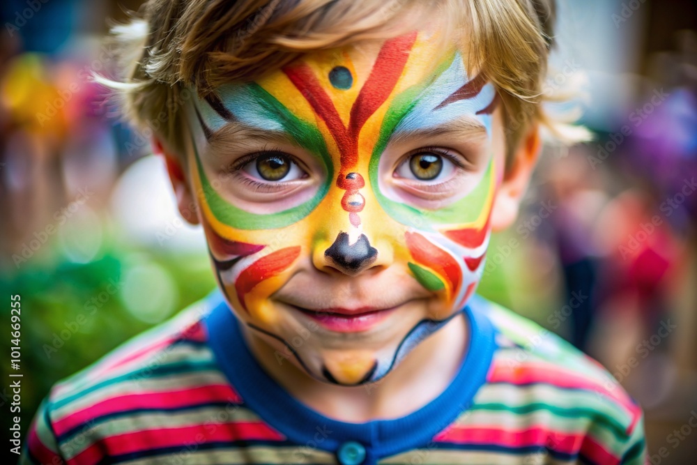 A young boy with face paint on his face A young boy with face paint on his face