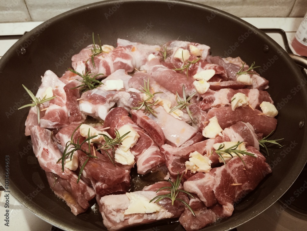 meat in a pan