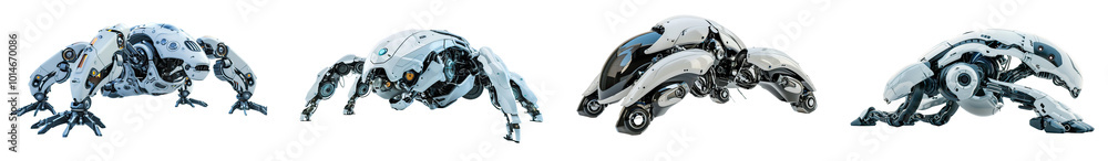Modern Robots on Transparent Background AI Generative Modern Robots on Transparent Background AI Generative
