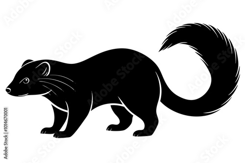 Silhouette of a Stocky Binturong with a Long Prehensile Tail Vector Illustration photo