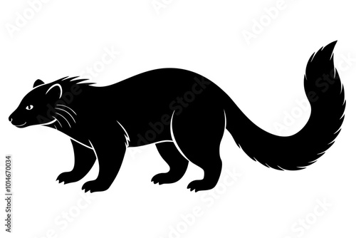 Silhouette of a Stocky Binturong with a Long Prehensile Tail Vector Illustration photo