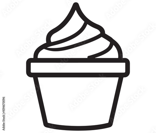 Illustration of a cupcake, Frozen yogurt line icon, Line art ice - cream vector