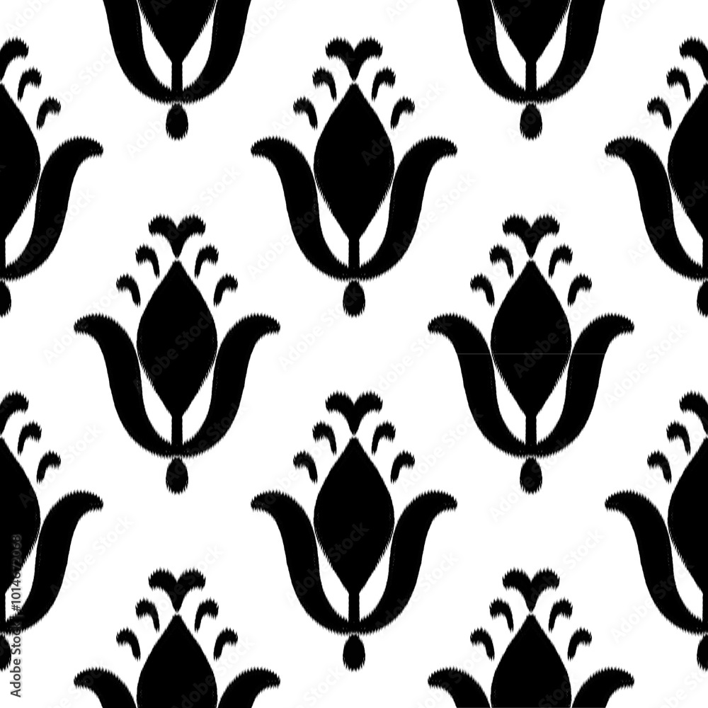 Ikat seamless pattern, Ikat seamless pattern,
