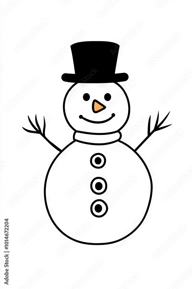 A snowman with a hat and scarf is smiling A snowman with a hat and scarf is smiling