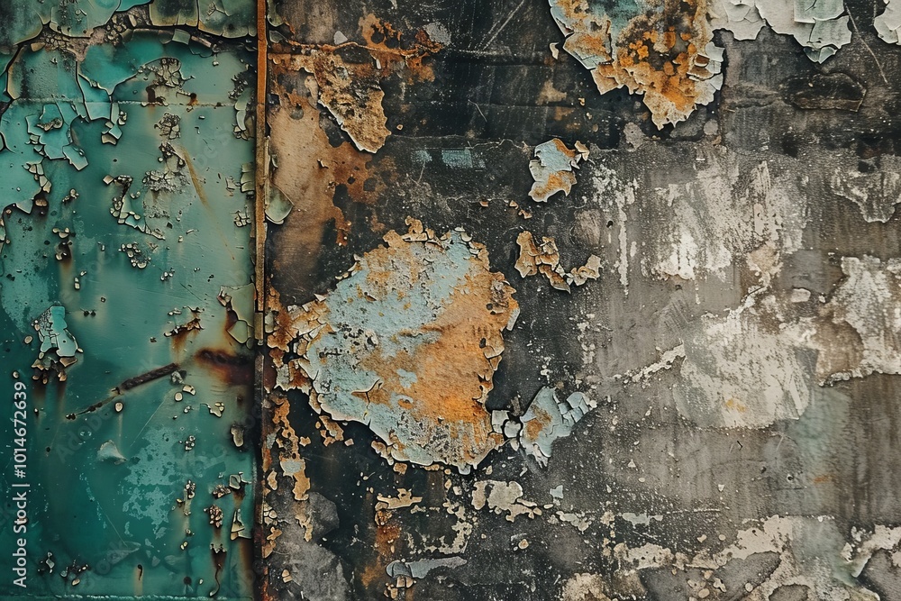 Close-up of an old wall with peeling paint, showcasing a rustic and vintage texture with a mix of green, blue, and brown hues. Close-up of an old wall with peeling paint, showcasing a rustic and vintage texture with a mix of green, blue, and brown hues.
