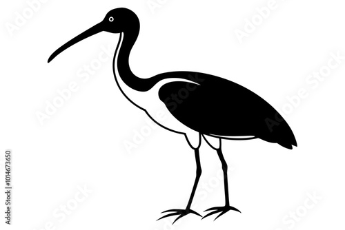 Ibis bird black silhouette, ibis bird animal vector illustration photo