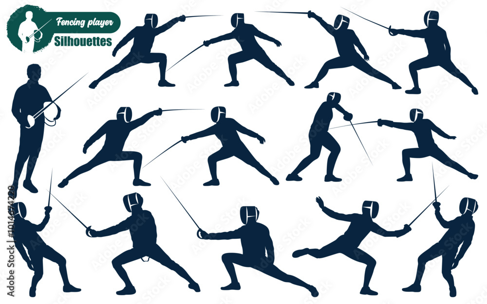 Fencing Player Silhouettes vector illustration Fencing Player Silhouettes vector illustration