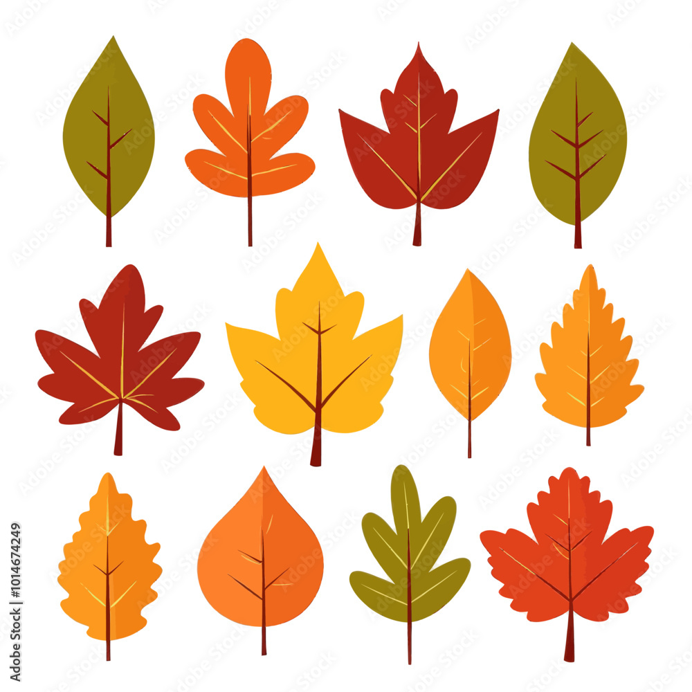 Obraz premium Autumn Leaf Illustrations Set 
