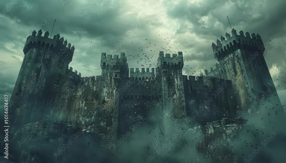 Fototapeta premium Medieval Europe with castles and knights, historical and regal, Historical, Cool tones, Photograph, Middle Ages