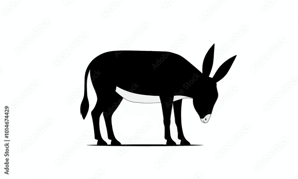 Obraz premium Black and White Donkey Silhouette 