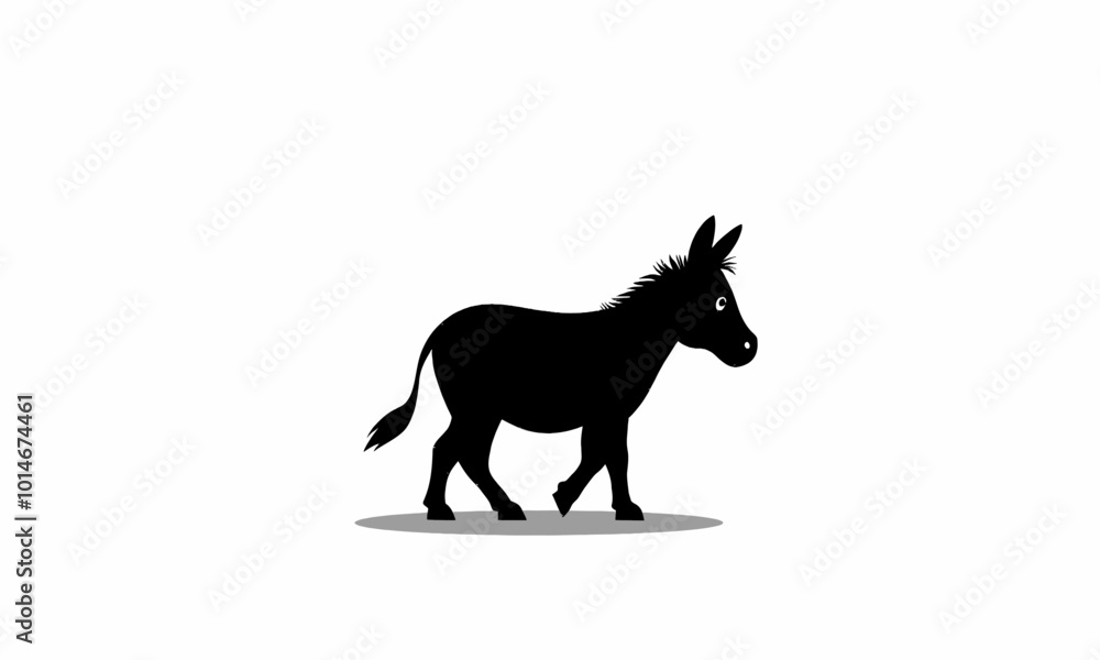 Fototapeta premium Black Donkey Silhouette Walking 