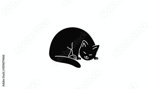 Black Cat Sleeping Silhouette