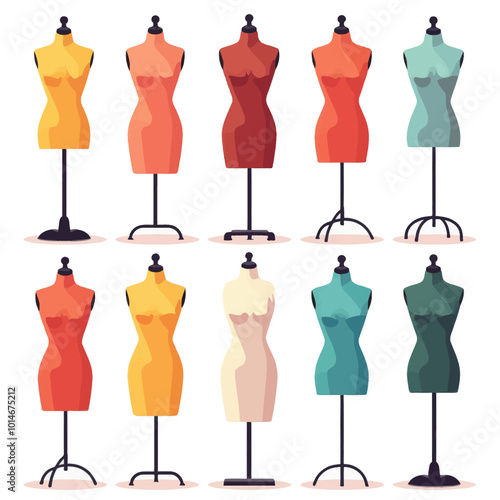 Colorful  Dressmaker Mannequins  - Set of 9  
