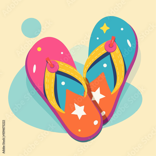Colorful Flip-Flops on Blue Background
