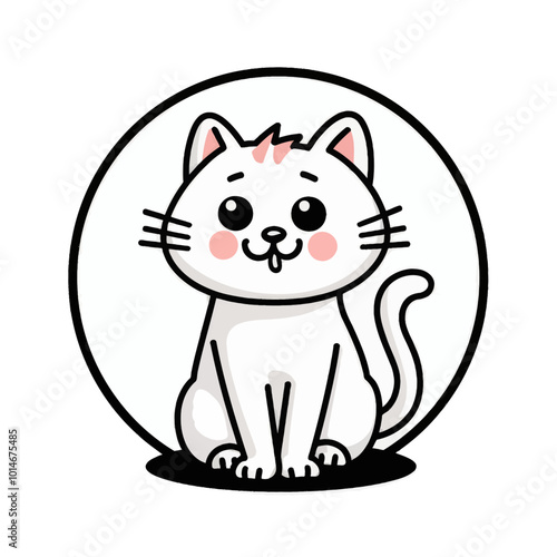 Cute Cartoon Cat Sitting 
