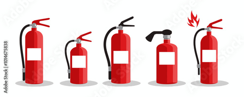 Fire Extinguisher Set, Safety Equipment Illustration 
