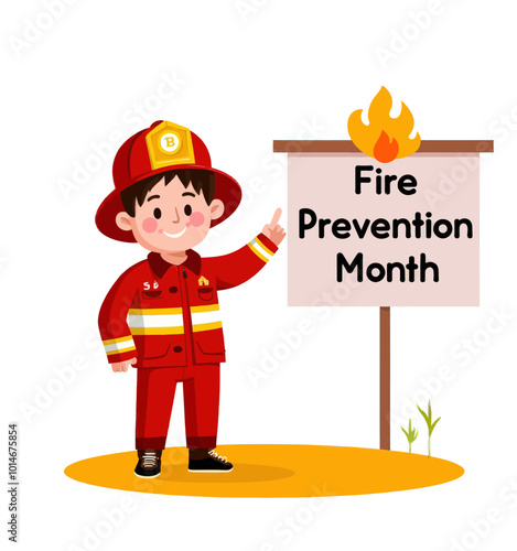 Firefighter  Promoting Fire Prevention Month 
