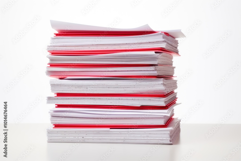 Stack of documents with red pen underlining on a white background Show incorrect work Stack of documents with red pen underlining on a white background Show incorrect work