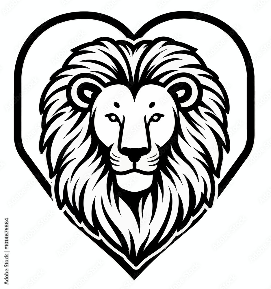 Obraz premium Lion Head in Heart Shape 