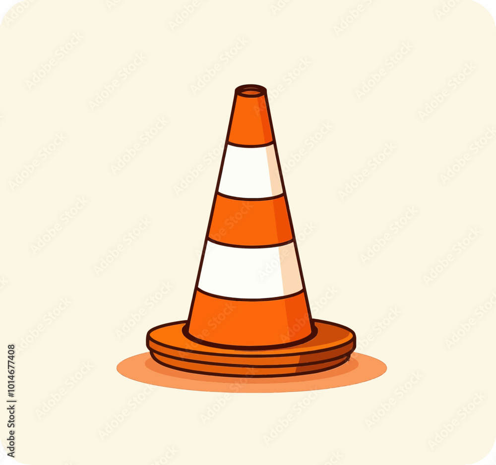 Orange and White Traffic Cone Illustration 
