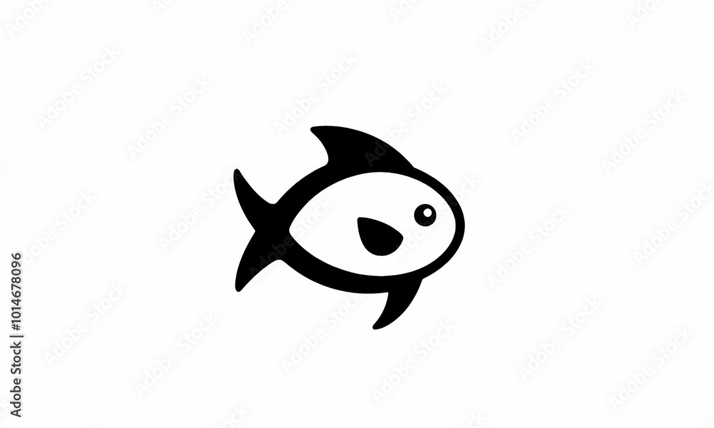 Fototapeta premium Simple Black and White Fish Illustration