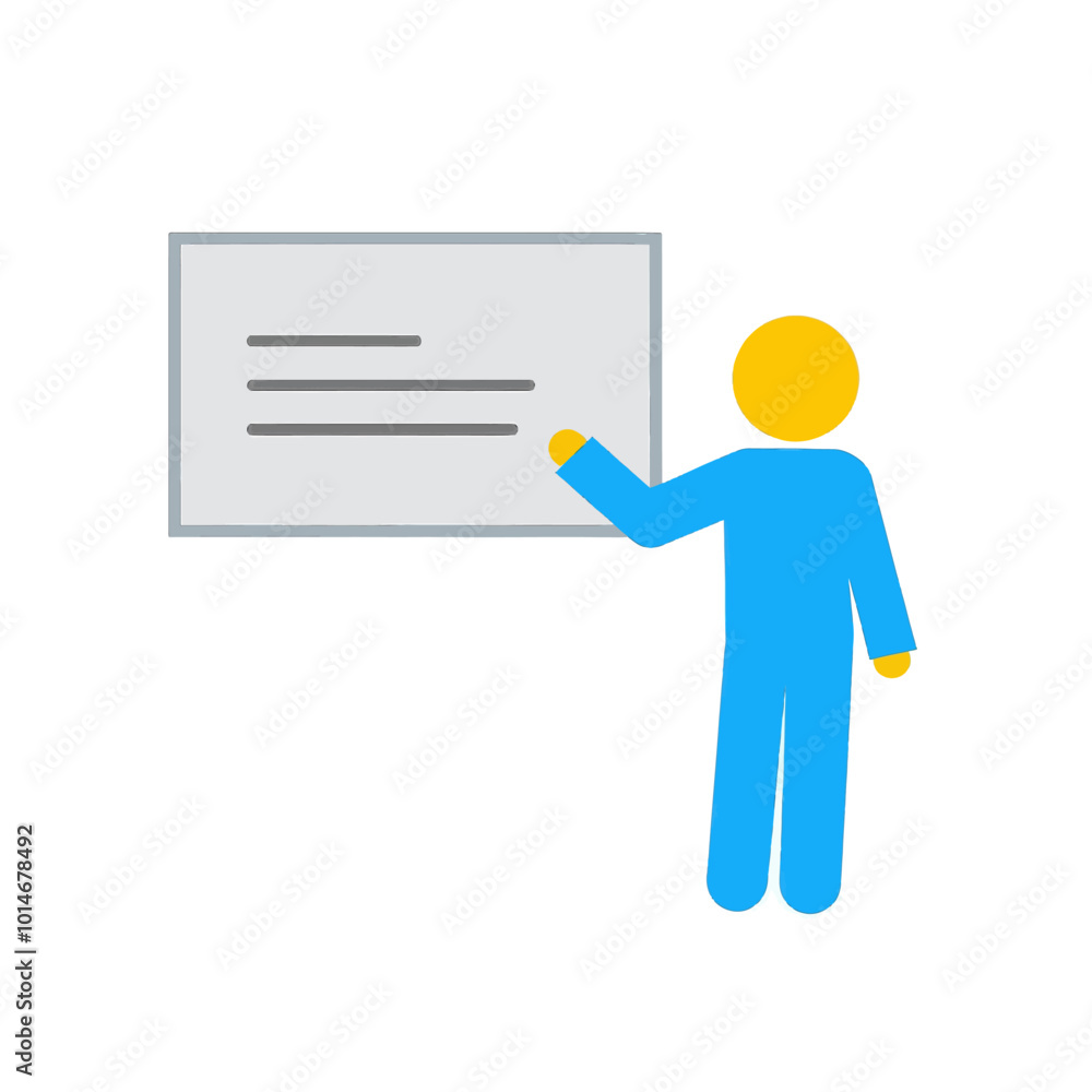 Stick Figure Presenting on Whiteboard 
