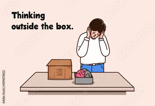 Thinking Outside The Box Illustration 
