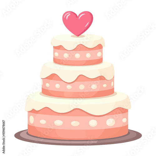 Three Tiered Wedding Cake with Heart Topper