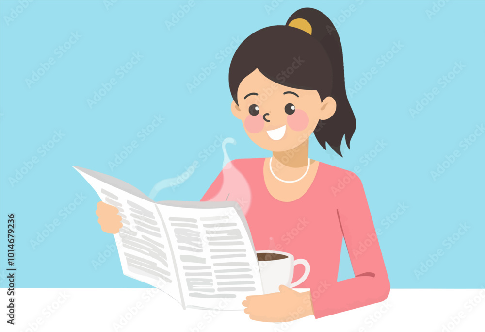 Woman Reading Newspaper with Coffee
Woman Reading Newspaper with Coffee