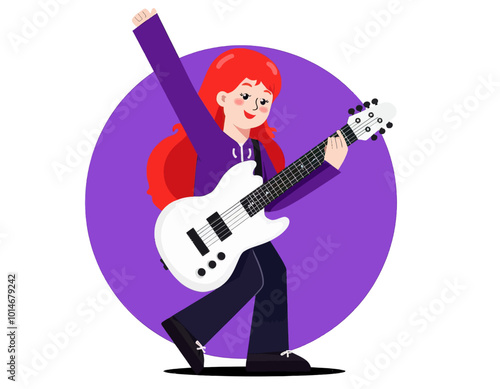Woman Playing Electric Guitar 
