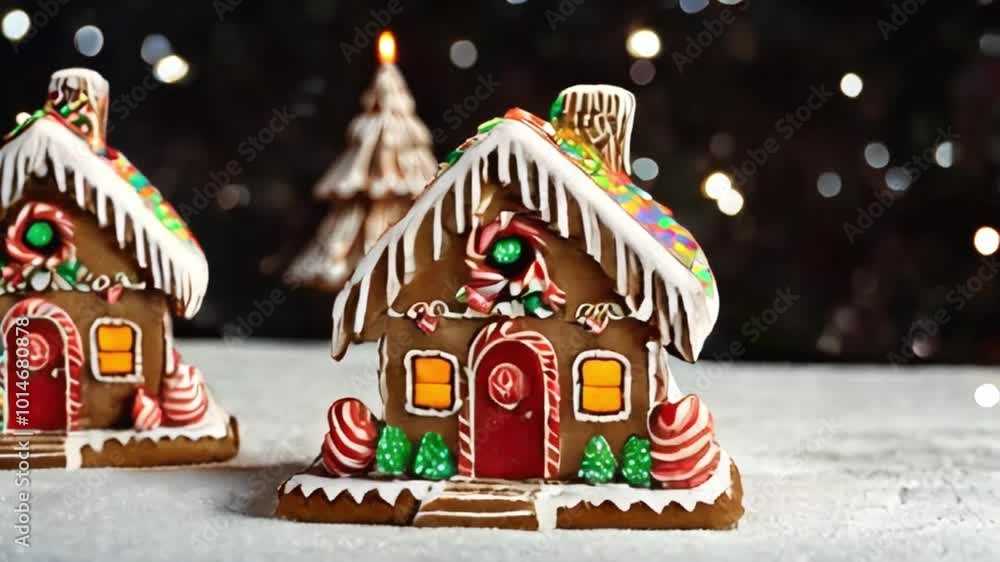 Gingerbread house on table Christmas concept Gingerbread house on table Christmas concept