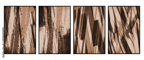 Set of 4 Abstract illustration in vintage style. For use in graphics, for wall decor.