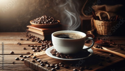 cup of coffee and beans