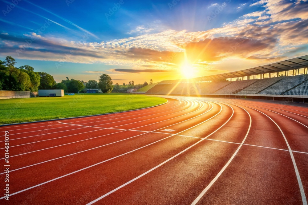 A track with a sun shining on it A track with a sun shining on it