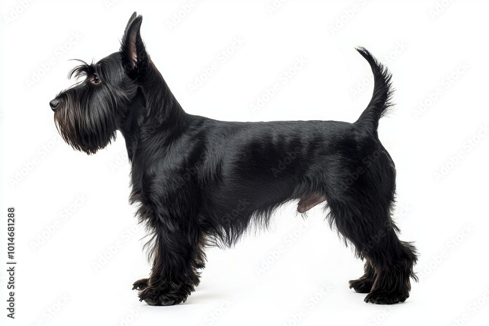 With its characteristic short legs and wiry black coat, this Scottish Terrier exudes charm and confidence, embodying the essence of this spirited breed in a striking pose. With its characteristic short legs and wiry black coat, this Scottish Terrier exudes charm and confidence, embodying the essence of this spirited breed in a striking pose.