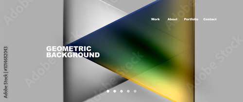 Metal triangles with colorful bright triangles. Geometric modern minimalist design template