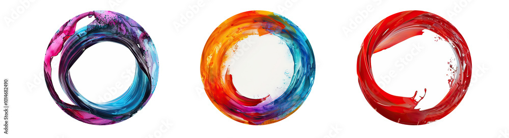Dynamic Abstract Design With Colored Brush Strokes Circle Frame on Transparent Background AI Generative Dynamic Abstract Design With Colored Brush Strokes Circle Frame on Transparent Background AI Generative