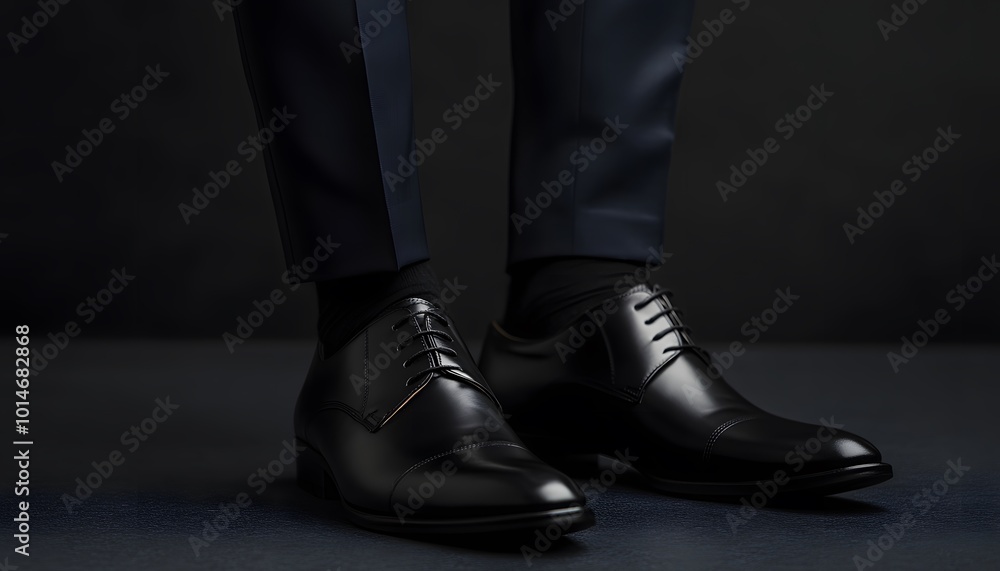Close-up of a pair of black leather oxford shoes Close-up of a pair of black leather oxford shoes