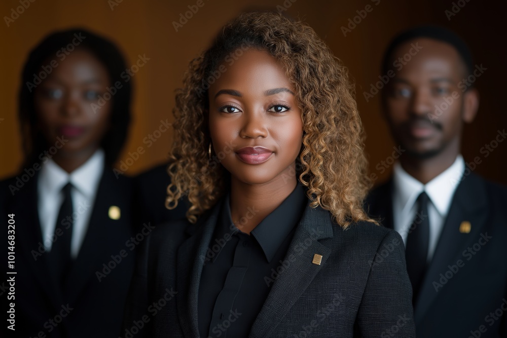 Woman in a black suit stands between two men. business businesswoman office mature middle aged group woman portrait corporate manager black businessperson teamwork team partner Woman in a black suit stands between two men. business businesswoman office mature middle aged group woman portrait corporate manager black businessperson teamwork team partner