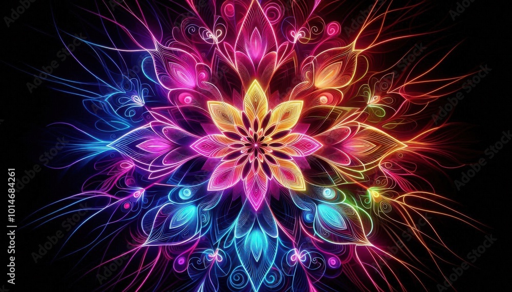 abstract fractal background in neon style