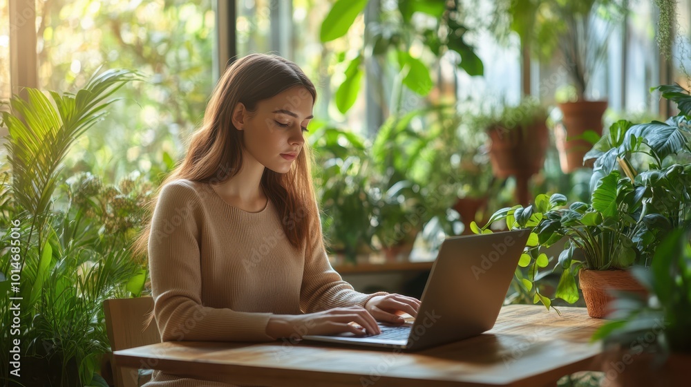 The Woman with Laptop Indoors The Woman with Laptop Indoors