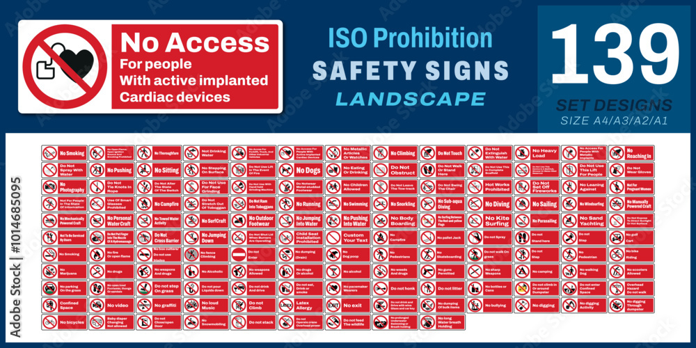 139 set ISO prohibition safety signs v9_no access for people with ...