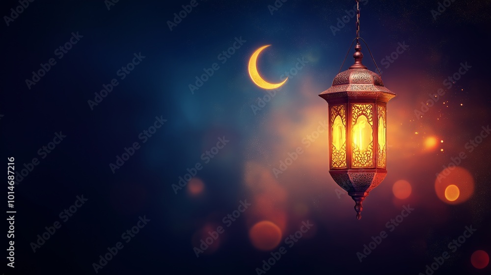 Traditional lantern glowing softly against a starry night background. Traditional lantern glowing softly against a starry night background.